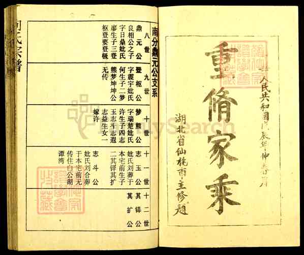 《湖北仙桃向氏宗谱》037_向氏宗谱[38] 鼎元公本房支系_太定2-1988