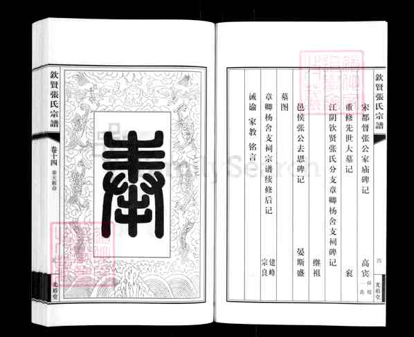 《江苏无锡江阴周庄镇钦贤张氏宗谱》钦贤张氏宗谱 十五卷[14]1234-2013